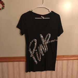 VS PINK Sequin Black T Shirt
